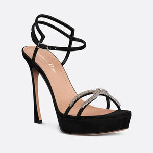 Dior Sunset Suede Heeled Sandal Black Size 8.5